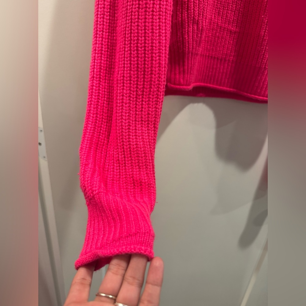 Love For Humanity Bright Pink Half Zip Knit Sweater Size M - Picture 4 of 9